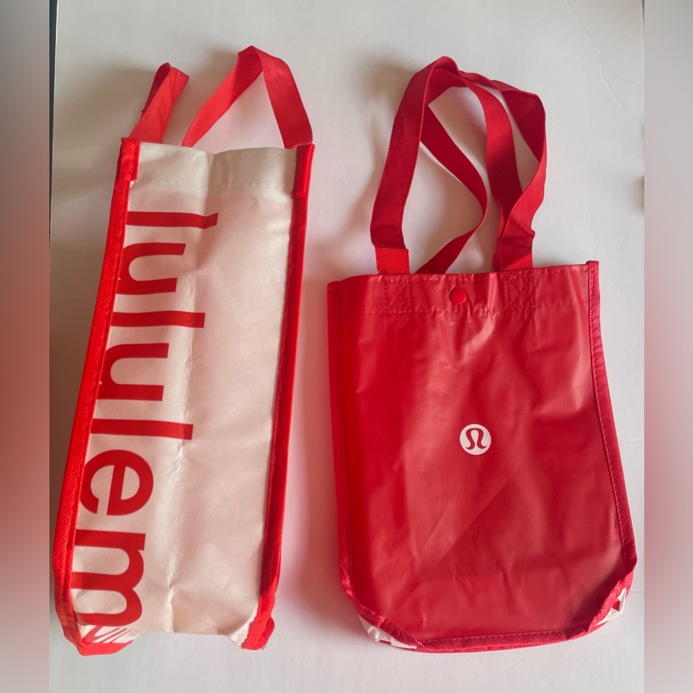 Lululemon Two Small reusable Shopping Bags Red
